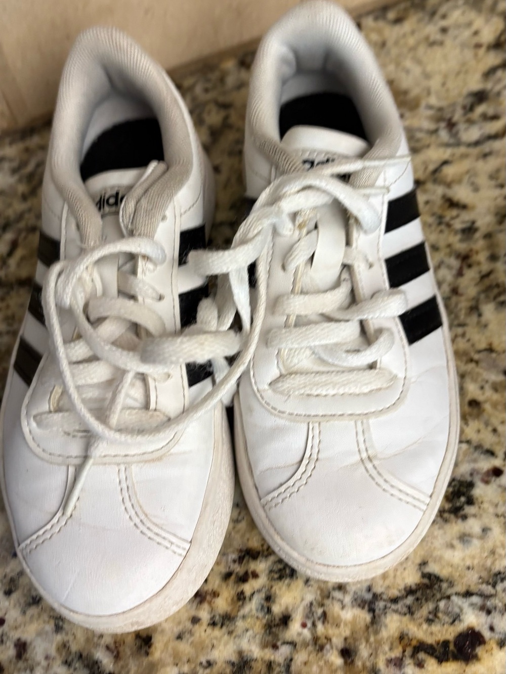 adidas White Sneakers with Black Stripes - Kids